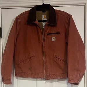 Vintage Carhartt Sherpa Lined Salmon Rose Pink Detroit Jacket Women W J097 VR8